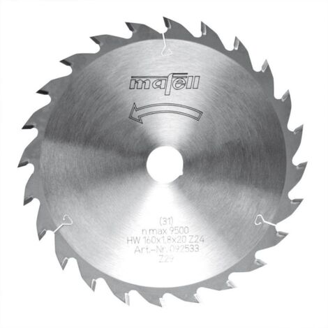 Mafell – Lame de scie circulaire 160mm pour bois dur – 24 dents denture alternée – Alésage 20mm – 92533