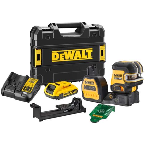 Dewalt – Laser croix 5 points vert 12V 18V – Portée 85m (100m avec récepteur) – Classe laser 2 – Coffret TSTAK avec batterie 2Ah - DCE825D1G18