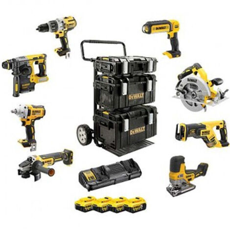 Dewalt – Kit de 8 outils électroportatifs 18V DCK856P4QW – 4 batteries 5Ah Li-Ion – Coffret TOUGHSYSTEM pour transport – Moteur Brushless (1/10)
