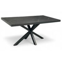 Design Esstisch Marmor Schwarz 80x160 cm, Schwarz Spider Metallgestell – Modern