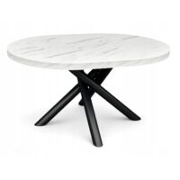 Ovaler Esstisch 100x140 cm Marmoroptik, Designer Metallbeine