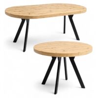 Runder Ausziehtisch Ø 100/200 cm - Eiche Artisan & Y-Metallbeine