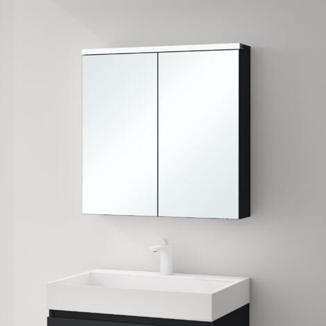 Mai & Mai Armoire Suspendue de Salle de Bain avec Miroir Armoire de Toilette Meuble Miroir avec éclairage LED Armoire Miroir Mural 70x15x70 cm Anthracite Mat SpiegelSR-03 (1/5)
