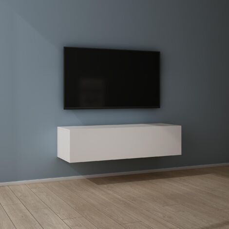 Mai & Mai Meuble TV Suspendue Armoire avec Soft-Close Table TV pour le Salon Blanc Mat 120x40,2x30 cm TC002 (1/5)
