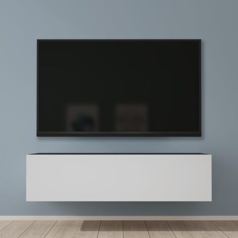 Mai & Mai Meuble TV Suspendue Armoire avec Soft-Close Table TV pour le Salon Gris Noir+Blanc Mat 120x40,2x30 cm TC002