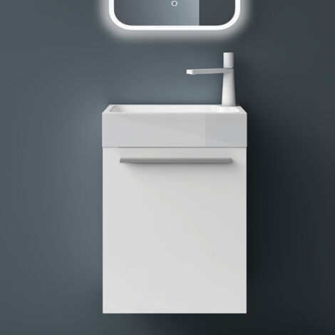 Mai & Mai Meuble de Salle de Bain Blanc mat 46cm Meubles de Salle de Bain Suspendu avec Vasque