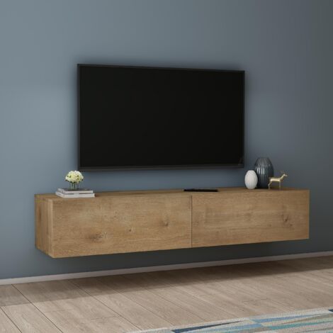 Mai & Mai Meuble TV Suspendue Armoire avec Soft-Close Table TV pour le Salon Marron Clair 160x40,2x30 cm TC002