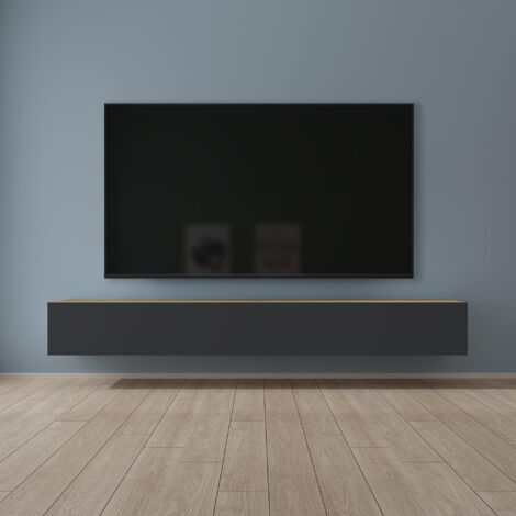 Mai & Mai Meuble TV Suspendue Armoire avec Soft-Close Table TV pour le Salon Marron Clair+Gris Noir 240x40,2x30 cm TC002