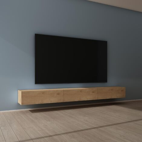 Mai & Mai Meuble TV Suspendue Armoire avec Soft-Close Table TV pour le Salon Marron Clair 300x40,2x30 cm TC002