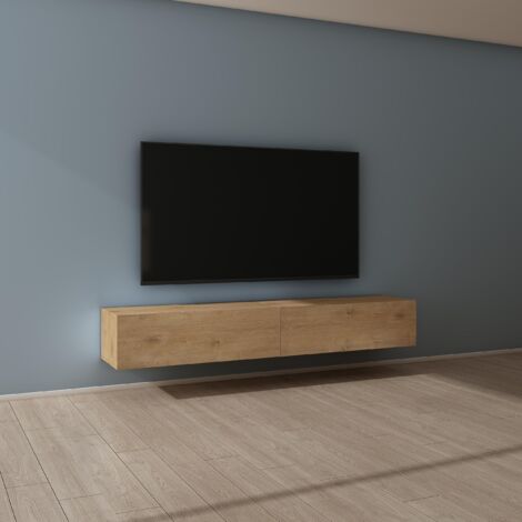 Mai & Mai Meuble TV Suspendue Armoire avec Soft-Close Table TV pour le Salon Marron Clair 200x40,2x30 cm TC002