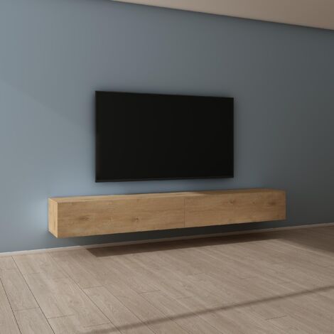 Mai & Mai Meuble TV Suspendue Armoire avec Soft-Close Table TV pour le Salon Marron Clair 240x40,2x30 cm TC002 (1/5)