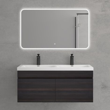 Mai & Mai Meuble de Salle de Bain Gris Foncé avec Lavabo et Miroir Meuble sous Vasque 120x48x55cm Meuble Suspendu avec 2 Tiroirs (1/5)