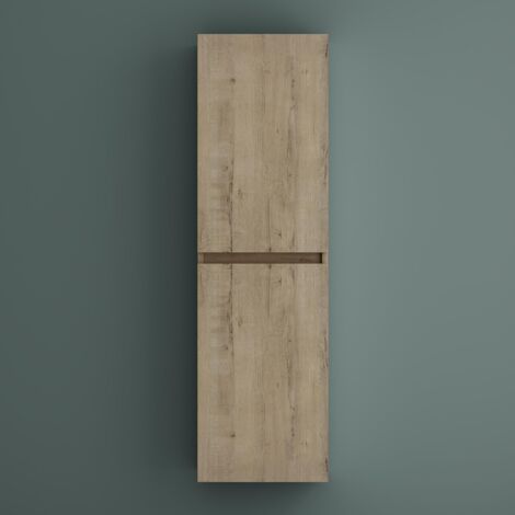 Mai & Mai Meuble de Salle de Bains Rangement Murale Armoire Haute 35x20x120cm avec 2 Portes et 4 compartiments Chêne Blanc Clair Verona