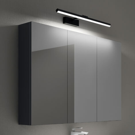 Mai & Mai Armoire Suspendue de Salle de Bain avec Miroir et Lampe LED 180° Rotative 60cm Noir 3 Portes Armoire Miroir Murale Éclairage et Étagère 100x15x70cm Gris Noir Mat SpiegelSR-02 (1/5)