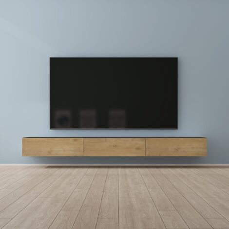 Mai & Mai Meuble TV Suspendue Armoire avec Soft-Close Table TV pour le Salon Gris Noir+Marron Clair 300x40,2x30 cm TC002