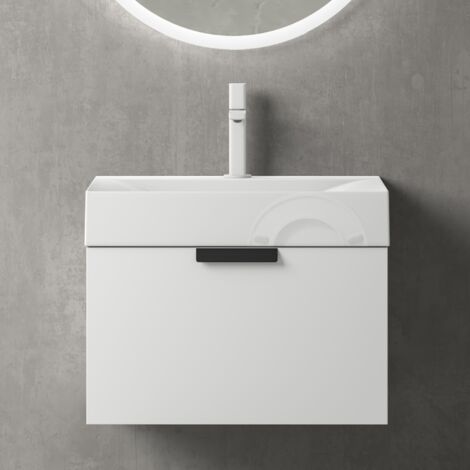 Mai & Mai Meuble de Salle de Bains Blanc Mat Meuble sous Vasque 60x45cm Meuble avec Lavabo