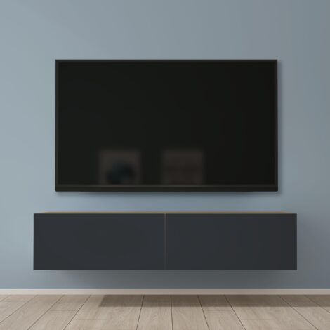 Mai & Mai Meuble TV Suspendue Armoire avec Soft-Close Table TV pour le Salon Marron Clair+Gris Noir 140x40,2x30 cm TC002