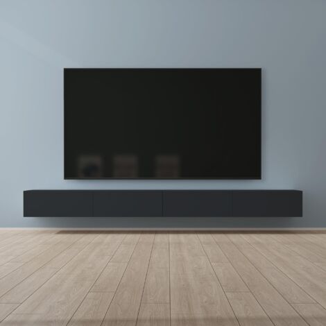 Mai & Mai Meuble TV Suspendue Armoire avec Soft-Close Table TV pour le Salon Gris Noir 320x40,2x30 cm TC002