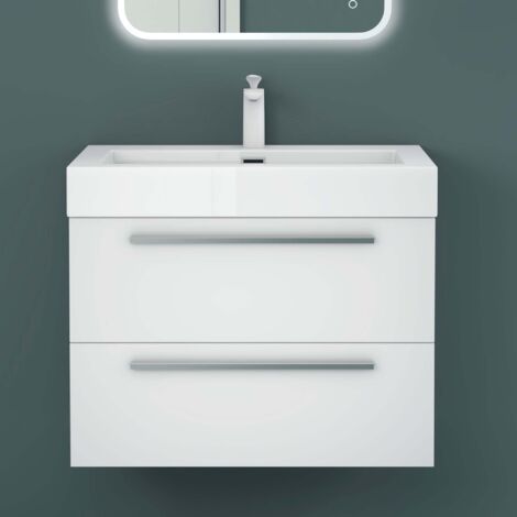 Mai & Mai Meuble de Salle de Bain Blanc Mat 73cm Meuble sous Vasque Quadratto Meuble Suspendu avec Vasque