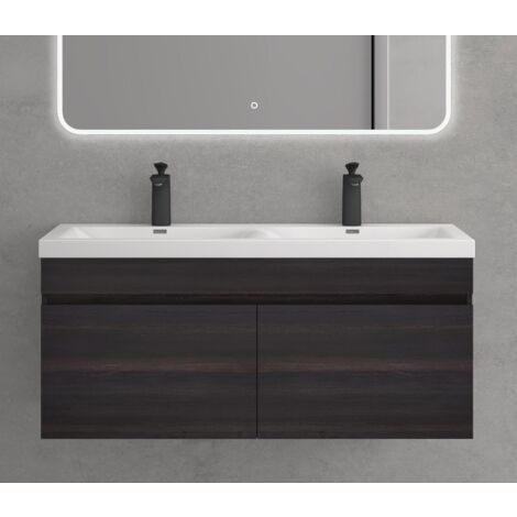 Mai & Mai Meuble de Salle de Bain Gris Foncé avec Lavabo Meuble sous Vasque 120x48x55cm Meuble Suspendu avec 2 Tiroirs (1/5)