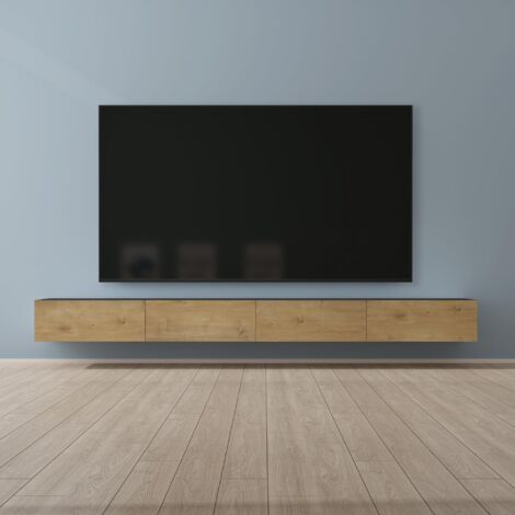 Mai & Mai Meuble TV Suspendue Armoire avec Soft-Close Table TV pour le Salon Gris Noir+Marron Clair 320x40,2x30 cm TC002 (1/5)