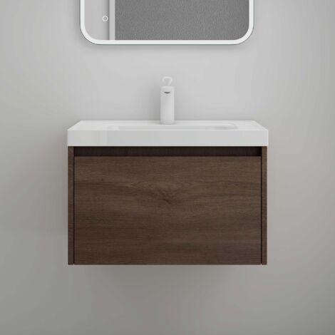Mai & Mai Meuble de Salle de Bain Chêne avec Lavabo Meuble sous Vasque 60x50x40cm Meuble Suspendu avec Tiroir Salerno (1/5)