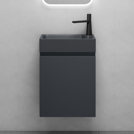 Mai & Mai Ensemble de Meuble de Salle de Bain Meuble sous Lavabo Suspendu Anthracite Mat 46x26x63cm avec Vasque Anthracite Mat PS02