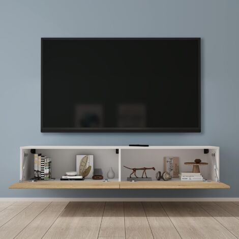 Meuble de Rangement - MAI & MAI - 3 Portes et 2 Compartiments - Blanc Mat - 180x36x52,6 cm - Maison Meuble de Rangement - MAI & MAI - 3 Portes et 2 Compartiments - Blanc Mat - 180x36x52,6 cm - Maison