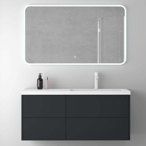 Mai & Mai Meuble de Salle de Bain Anthracite Mat 120x46x54cm Meuble Suspendu Moment Meuble sous Vasque avec Vasque et Miroir (1/5)