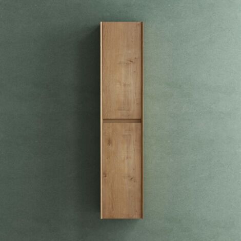 Mai & Mai – Meuble colonne de salle de bains 35x30x160cm – 2 portes – 6 compartiments – Panneaux E1 écologiques – Surface résistante à l'humidité
