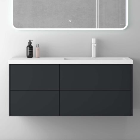 Mai & Mai Meuble de Salle de Bain Anthracite Mat 120x46x54cm Meuble Suspendu Moment Meuble sous Vasque avec Vasque (1/5)