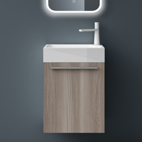 Mai & Mai Meuble de Salle de Bain Chêne Blanc Clair 46cm Meubles de Salle de Bain Suspendu avec Vasque