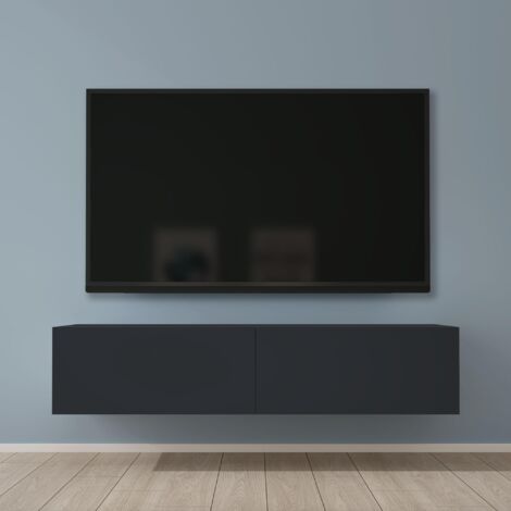 Mai & Mai Meuble TV Suspendue Armoire avec Soft-Close Table TV pour le Salon Gris Noir 140x40,2x30 cm TC002