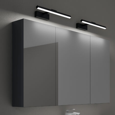 Mai & Mai – Armoire murale de salle de bain 120x15x70cm – 3 portes – Miroir argenté sans cuivre – 2 lampes LED rotatives 40cm – Étagères ajustables - SpiegelSR-02 (1/5)