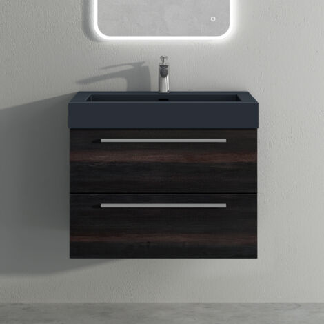 Mai & Mai Meuble de Salle de Bain Gris Foncé 73cm Meuble sous Vasque Quadratto Meuble Suspendu avec Vasque (1/5)