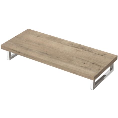 Mai & Mai Meuble sous Vasque Chêne Blanc Clair Bois 50x120cm Plan de Travail pour Salle de Bain avec Équerres en Acier Inoxydable PL004