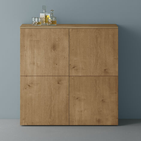 Mai & Mai Meuble de Rangement avec 4 Portes et 8 Compartiments Casier de Rangement Polyvalent Buffet Marron 100x36,4x98 cm SR04