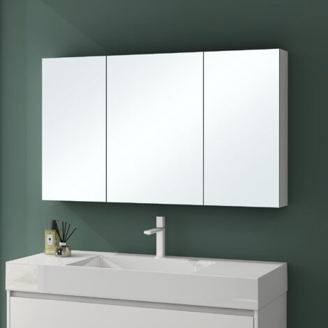 Mai & Mai – Armoire murale de salle de bain avec miroir – Dimensions 120x15x70 cm – 3 portes – Matériaux écologiques – Cloisons réglables - SpiegelSR-02