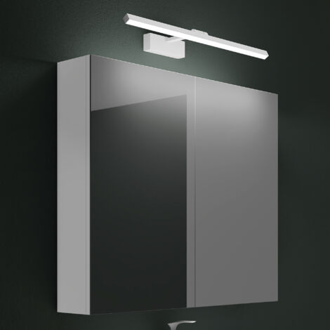 Mai & Mai Armoire Suspendue de Salle de Bain avec Miroir et Lampe LED 180° Rotative 60cm Blanc 2 Portes Armoire Miroir Murale Éclairage et Étagère 80x15x70cm Blanc Mat SpiegelSR-02 (1/5)
