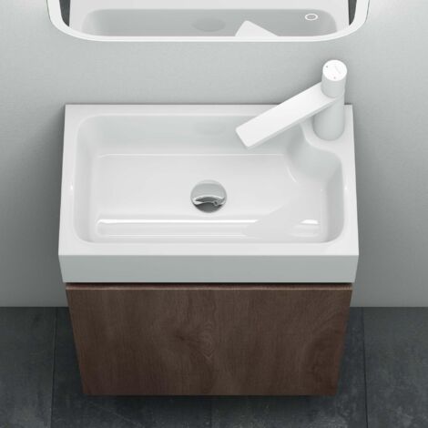 Mai & Mai Meuble De Salle De Bain Chêne Clair 60cm Meuble Sous Vasque Quadratto Meuble Suspendu Avec Vasque Et Miroir 87635169