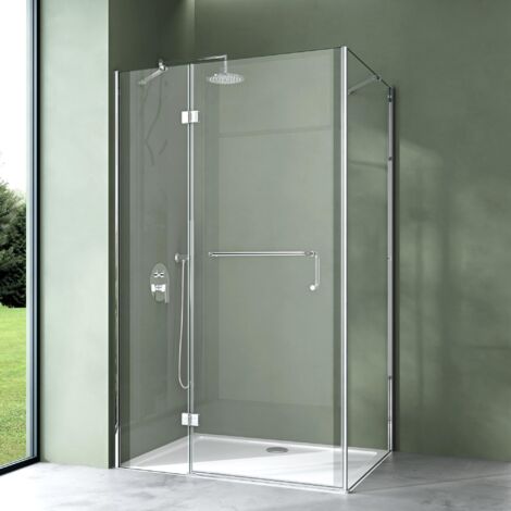 Mai & Mai Cabine de Douche en Angle 90X120cm Montage Réversible avec Une Porte Paroi de Douche en Verre Transparent de 6mm avec Revêtement Nano Easy Clean Rav04K (1/5)
