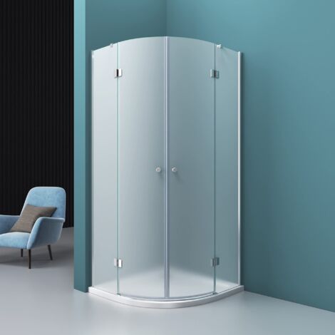 Mai & Mai Cabine de Douche en Angle 100x100cm Paroi de Douche Opaque avec Porte Pivotante Pare Douche en Quart de Cercle Montage Réversible Rav02VS (1/5)