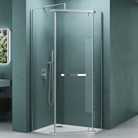 Mai & Mai Cabine de Douche Paroi de Douche en Quart de Cercle Pentagonal en Angle 100X100cm Montage Réversible avec Une Porte Verre Transparent de 8mm Easy Clean Rav08K (1/5)