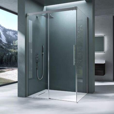 Mai & Mai Cabine de Douche en Angle Montage Réversible Paroi de Douche avec Porte Coulissante et Amortisseur 80X120cm Verre Transparent de 6mm avec Revêtement Nano Easy Clean Rav12 (1/5)