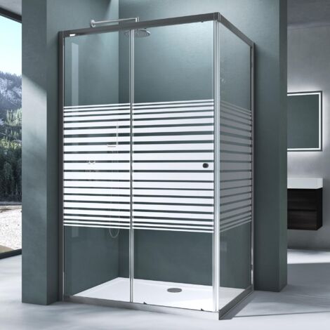 Mai & Mai Cabine de Douche avec Receveur 70X90cm Paroi de Douche Deux Portes Coulissantes Verre Trempé Partiellement Opaque avec Revêtement Nano Easy Clean Rav16MS-Plus (1/5)