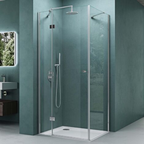 Mai & Mai Cabine de Douche en Angle 90X100cm Montage Réversible avec Une Porte Paroi de Douche avec Bac à Douche Verre Transparent de 6mm avec Revêtement Nano Easy Clean Rav05K (1/5)