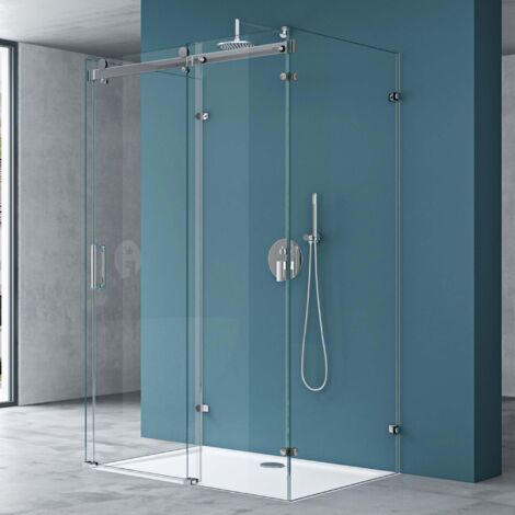 Mai & Mai Cabine de Douche en Forme U Montage Réversible 75X120 avec Porte de Douche Coulissante Verre Trempé ESG Transparent Receveur de Douche Compris Rav17-2K-U (1/5)
