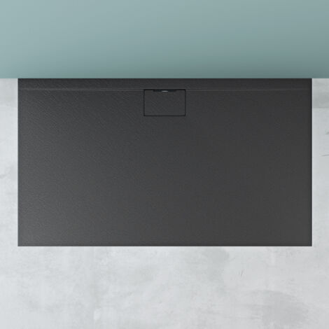 Bac De Douche 76x76 Cm Noir Effet Fibre De Carbone - Épaisseur 35 Mm - Avec Bonde - Neuf