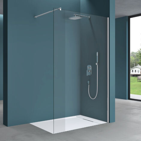 Mai & Mai Paroi de Douche 80x200 Transparent BR2K Pare-Douche à L'italienne en Verre Trempé 10mm Easy Clean avec Stabilisateur Rectangulaire Bram3 (1/5)
