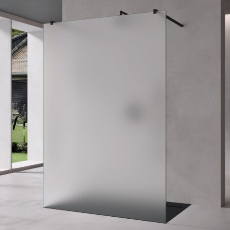 Mai & Mai Paroi de Douche 98x200 Douche à L'italienne Opaque avec 2 Profilés Noirs BR1VS Pare-Douche en Verre Trempé 8mm Revêtement Nano Easy Clean (1/5)
